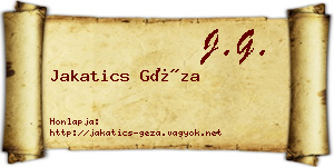 Jakatics Géza névjegykártya